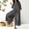 Fashionable Women's Spring And Fashion Sexy Single Breasted Shirt Loose Jumpsuit