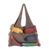 Knitted Cotton Shoulder Bag With Open Top Design For Daily Use And Spacious Storage