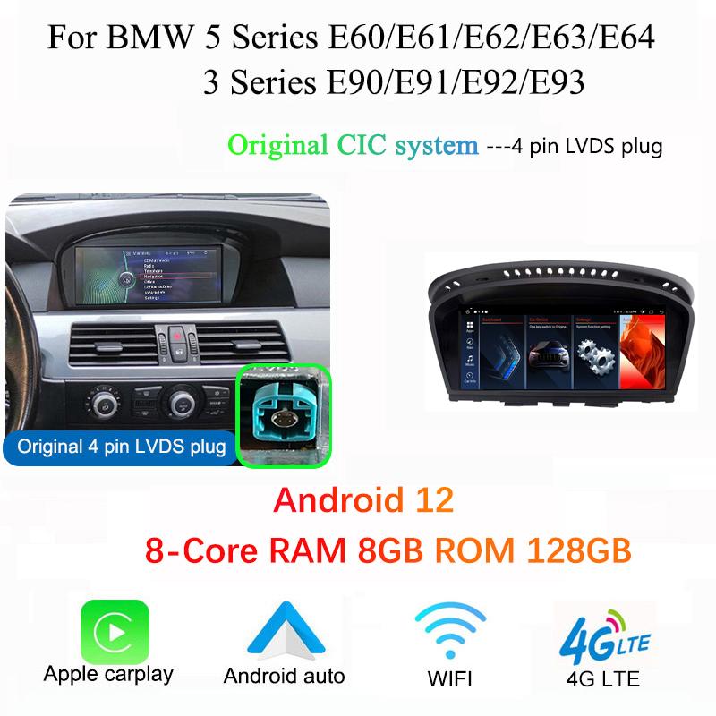 Radio multimedia auto wireless CarPlay cu Android Auto pentru BMW Seria 5/3 E60 E61 E62 E63 E90 E91 E92 E93 M3 CCC CIC monitor