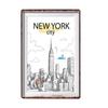 New York Kovové plakáty Vintage plechová cedule Vlajka USA Bar Pub Klub Záchod Nástěnná dekorace Domácí talíř Retro plakety 20x30 cm