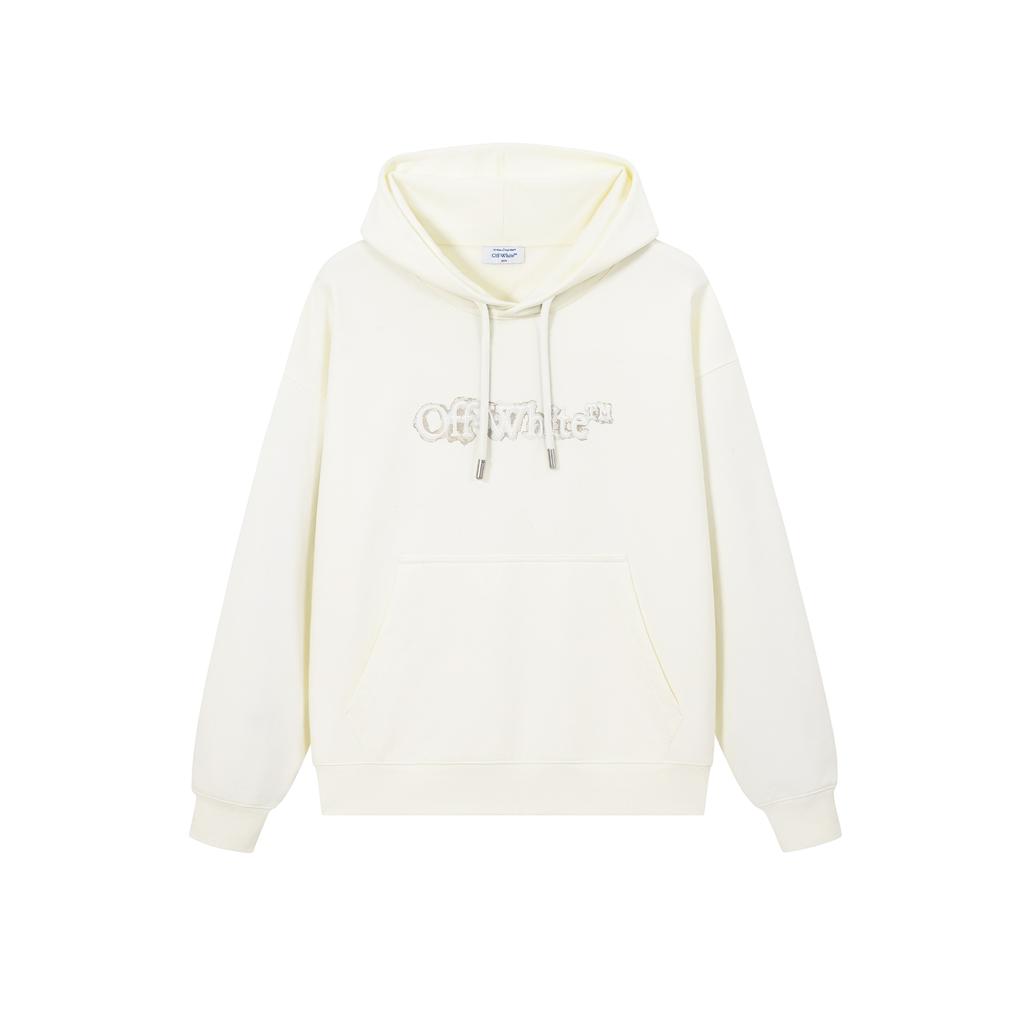 OFF WHITE Bluzy Unisex Ekri z Kapturem Niewyjmowanym Umiarkowany Prosty Krój OFFSWGLOGA05R