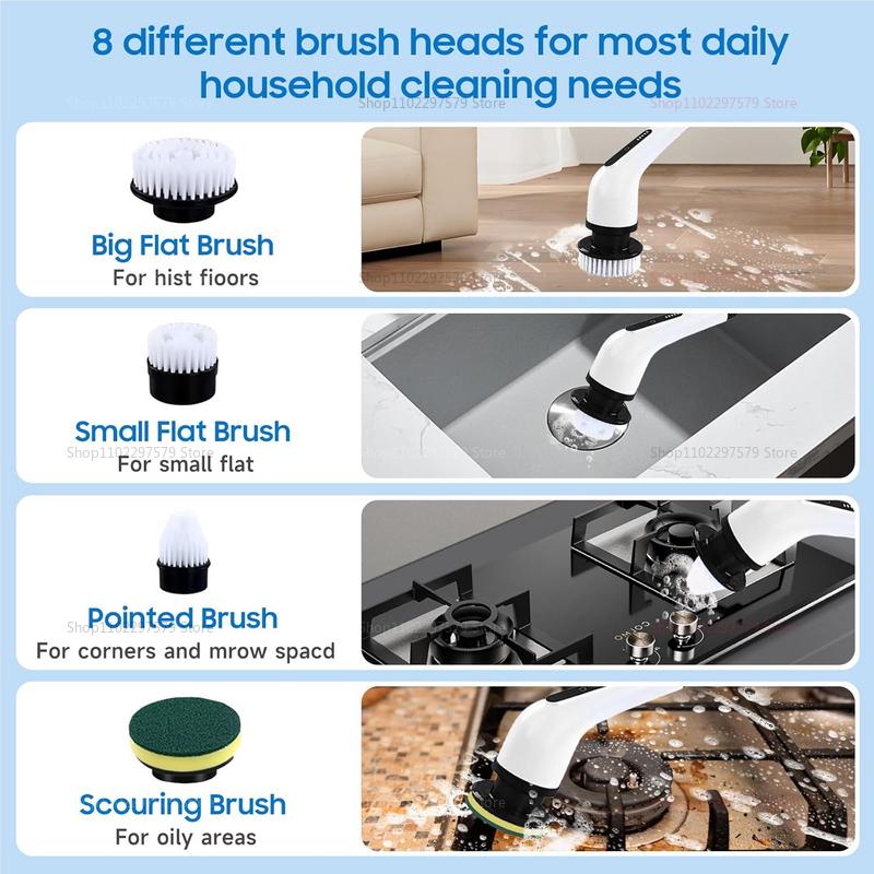 Electric Cleaning Brush2-gear Cordless Rotary Floor Scrubber Wireless with Adjustable Extension Handle Perfect for Home Kitchen