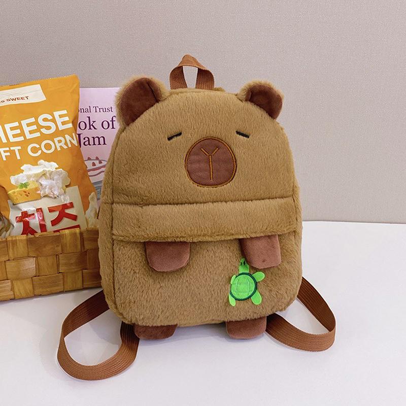 1Pc Kawaii Capybara Plush Backpack For Women Versatile Cartoon Funny Capibala Crossbody Bag Large Capacity Tote Bag