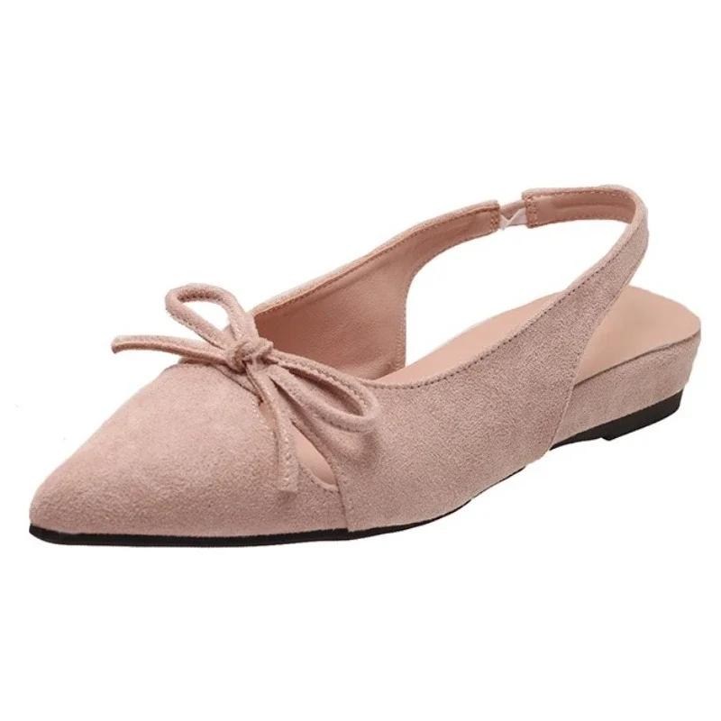 Pointed Toe Women Sandals Bow Fashion Elegant Flats Woman Shoes 2025 Summer Designer Shoes Walking Cozy Soft Zapatillas De Mujer