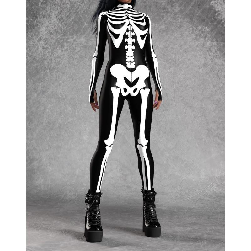 Women 3D Digital Printing Halloween Cosplay Tights Jumpsuit Adult One-piece Carnival Party Stage Show Dance Costume Outfit