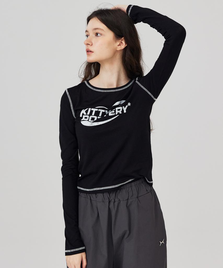 KITTY POTTERY Sporty Graphic Long Sleeve T-Shirt Ivory