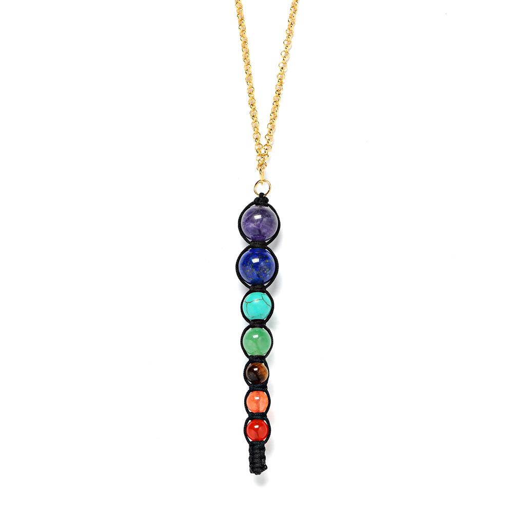 Collana di Perle Multicolore Lava 7 Chakra Guarigione Equilibrio Collane e Ciondoli da Donna Ciondolo Collana Gioielli Spirituali Yoga Reiki