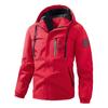 Men's Outdoor Windbreaker Jacket - Fleece Lined Hooded Coat for Autumn/Winter, Solid Color