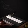 Gradient White Ceramic Incense Burner with Wooden Base