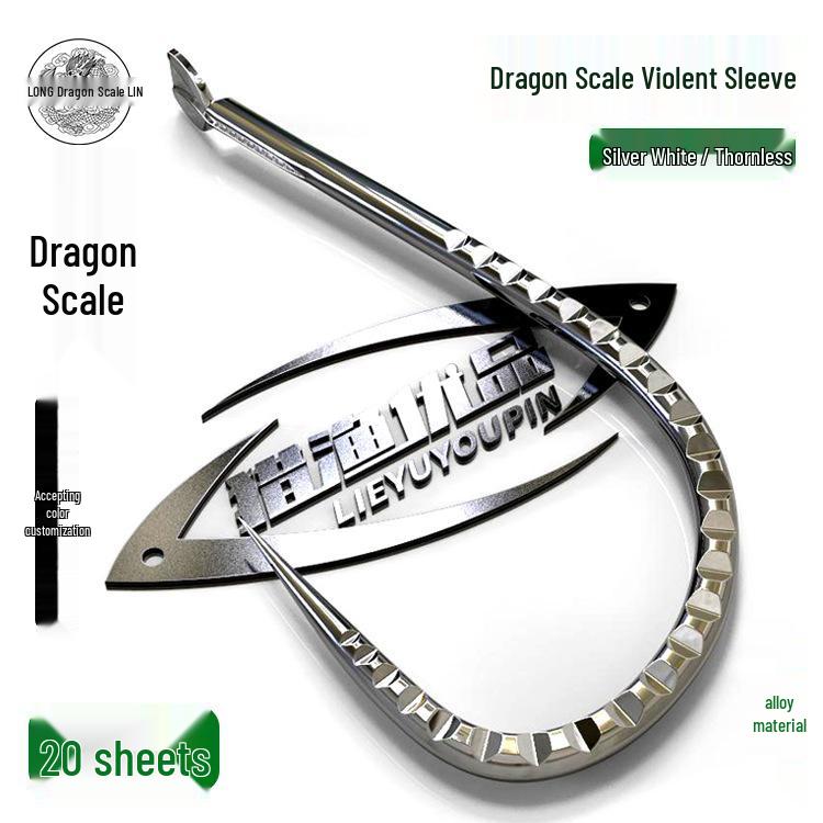 20 Dragon Scale Barbless Fishing Hooks, Seven-Color Green for Tilapia and Black Pit Competition. Size 4 [0.4-1.0 jin]
