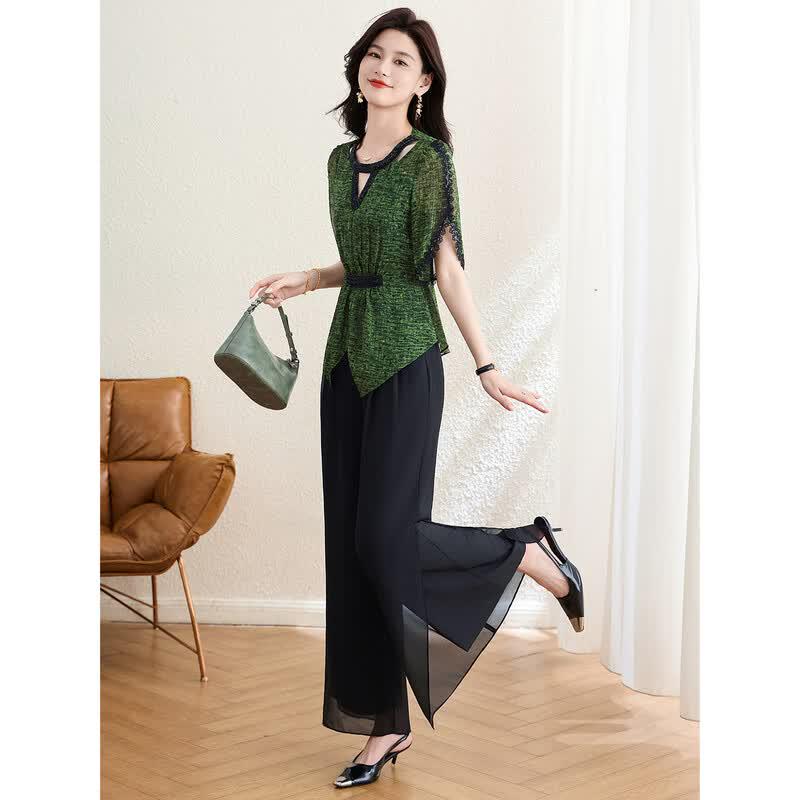 Keberei Damen Elegantes Sommer Zweiteiliges Set