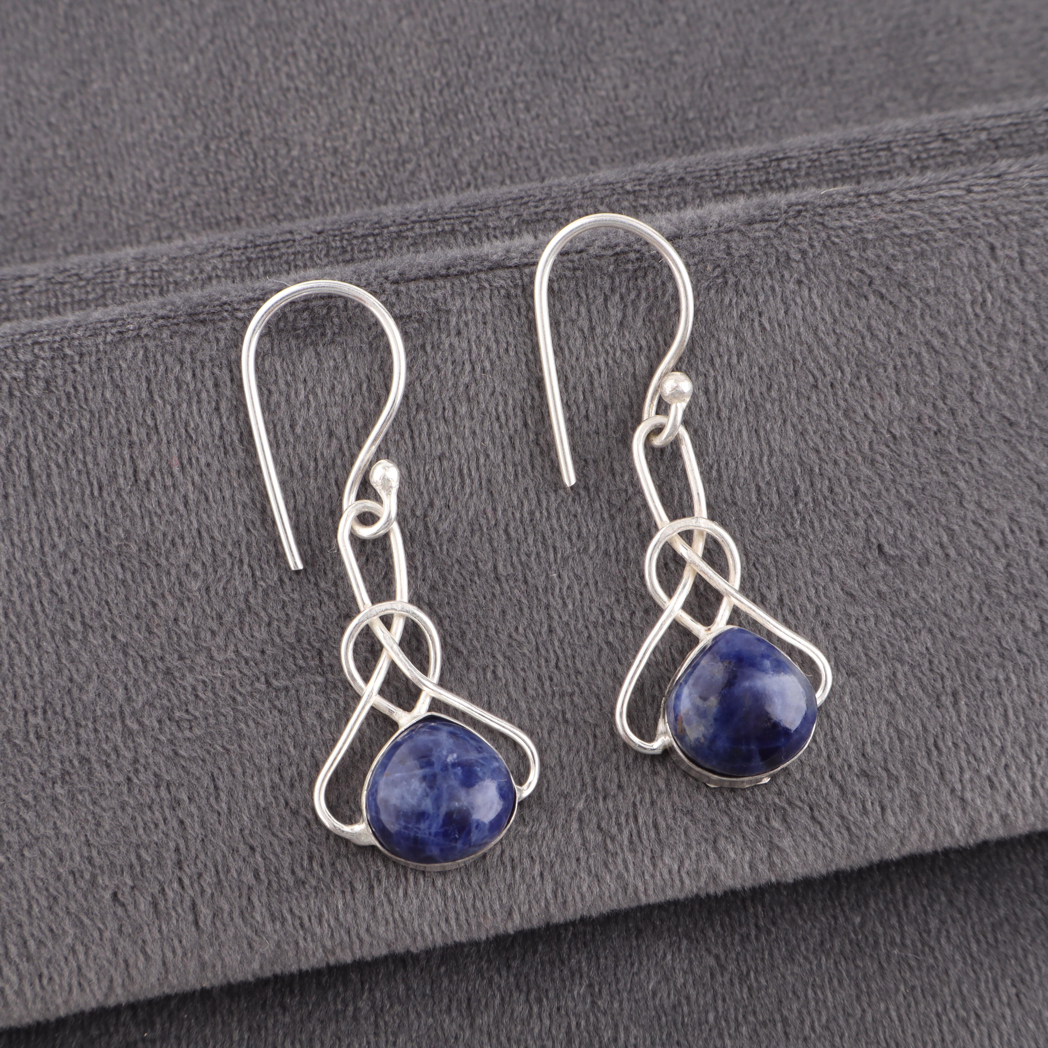 

Серьги из содалита ручной работы, серьги из стерлингового серебра 925 пробы, повседневные украшения, серьги для подарка на помолвку 1.50 Inches синий