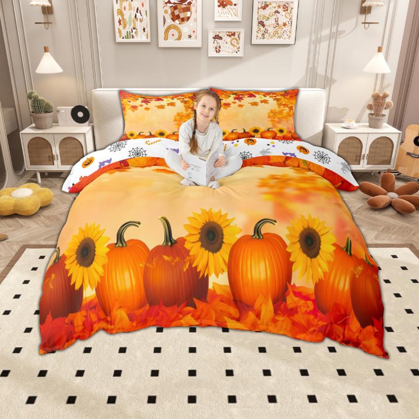 

Comforter Homewish Watercolor Pumpkin Hello Fall Bedding Set Thanksgiving Day Comforter Set Comforter (quilt)-EU Single(135*200cm)3pcs