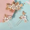 Retro Leaf Flower Hair Comb Hairpin Set Bride Wedding Headdress Handmade Hair Accessories Hairpin Comb