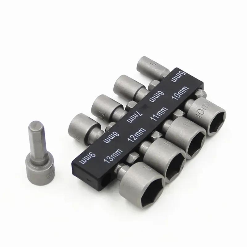 Conjunto de 14 peças de bits de soquete sextavado, pontas de chave de fenda elétricas, kit de ferramentas pneumáticas, conjunto de chaves de soquete de aço cromo vanádio
