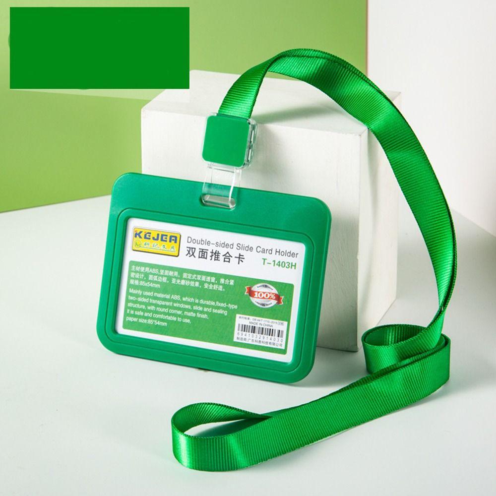 

Бизнес-карточный ланьярд Держатель для карт Вертикальный чехол для карт Горизонтальный протектор для карт Простой кардхолдер green-Horizontal