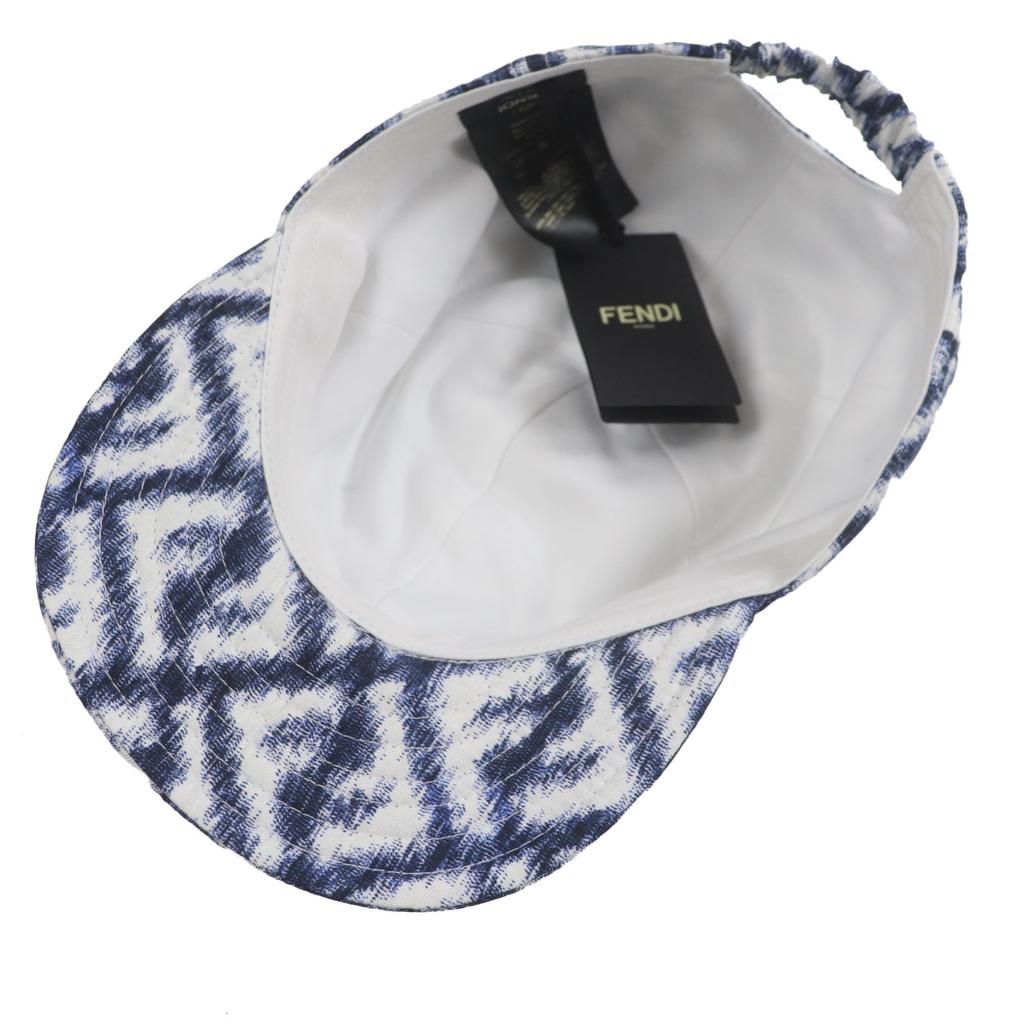 Pristine FENDI Cap All-over Pattern Baseball Hat Blue White Silk Mens 58 FXQ961 Used