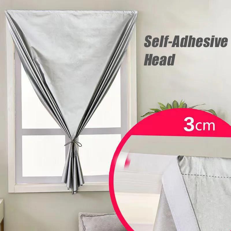 

Easy Install Sunshade Curtain Simple Self-Adhesive Sunshade Curtain Punch Free Silver Insulated Double Sided Anti-Uv Living Room W70xH100cm