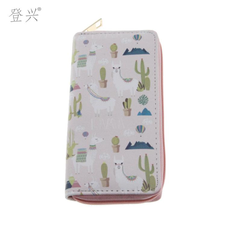 New alpaca cartoon PU long wallet, student wallet women's clutch bag