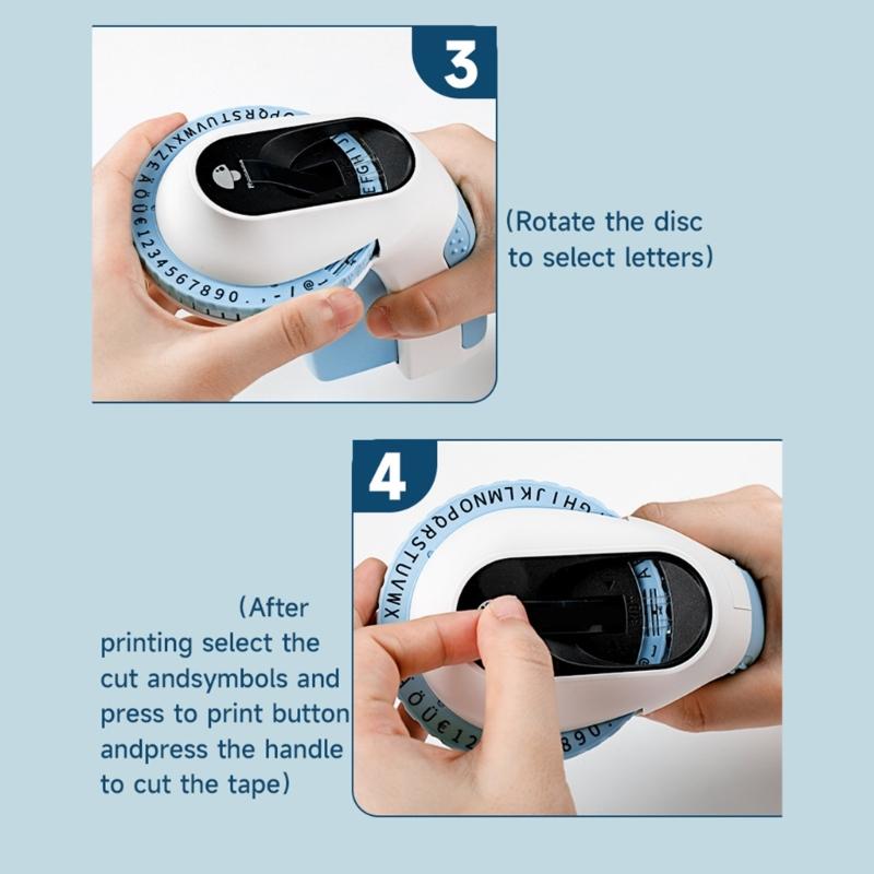 Mechanical Label Maker with 3 Rolls Label Printer Tape Ergomonic Grip Handheld Sticker Maker For Home Kitchen Office