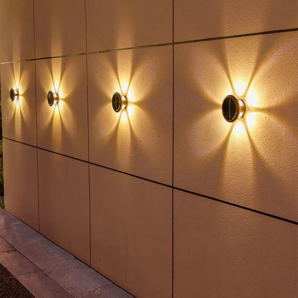 Waterproof Solar Wall Lights Atmosphere Super Bright Courtyard Lights Sunscreen Round LED Wall Wash Light