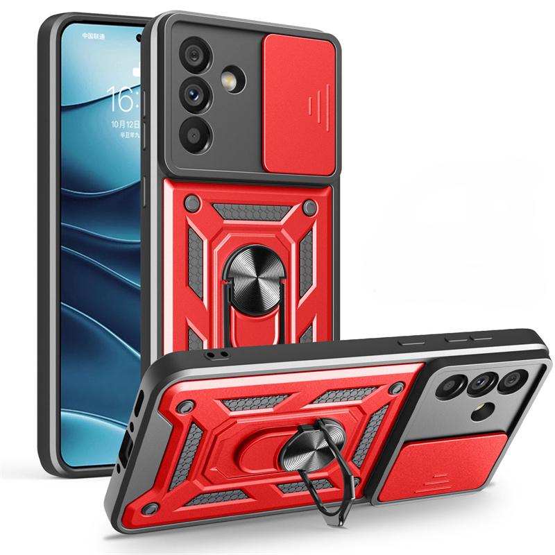 Slide Kamera Panzerhülle für Samsung Galaxy A06 A16 A26 A36 A56 5G Hülle Auto Magnetischer Ring Ständer Handyhülle für Samsung A56 A 16