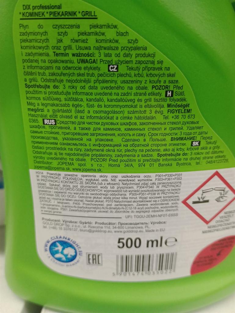Fireplace and grill cleaner 500 ml