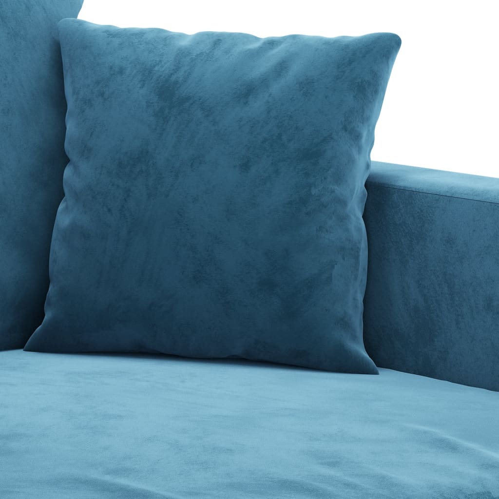 4 Piece Sofa Set with Cushions Blue Velvet