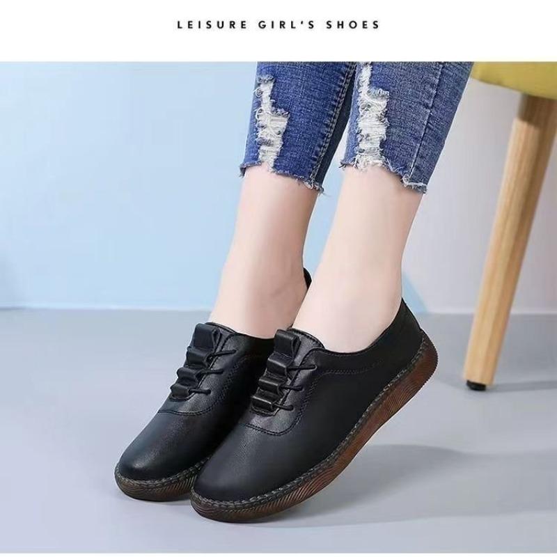 Jednoduchá obuv s měkkou podrážkou, dámská obuv s plochým dnem, protiskluzová kravská šlacha, matka středního věku, lehká, pracovní obuv pro venkovní nošení