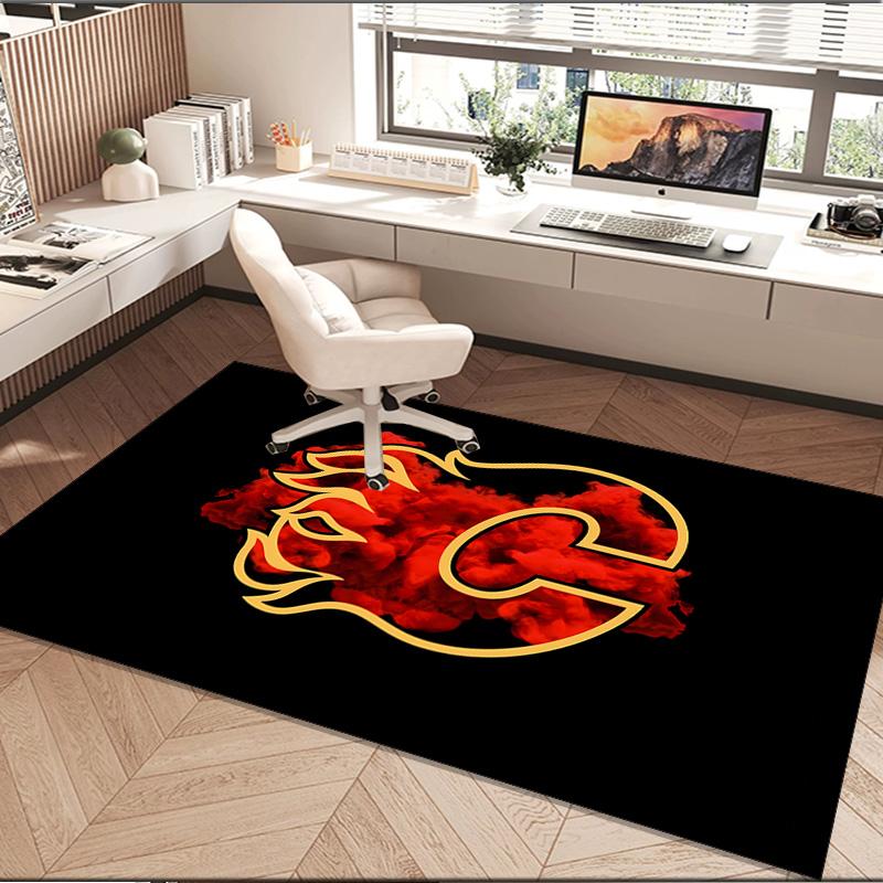 Calgary Flames Area Rug Suitable for Indoor And Outdoor,Carpets for Playroom, Homes, Offices, Living Rooms,Home Decor,Christmas Fan Gift