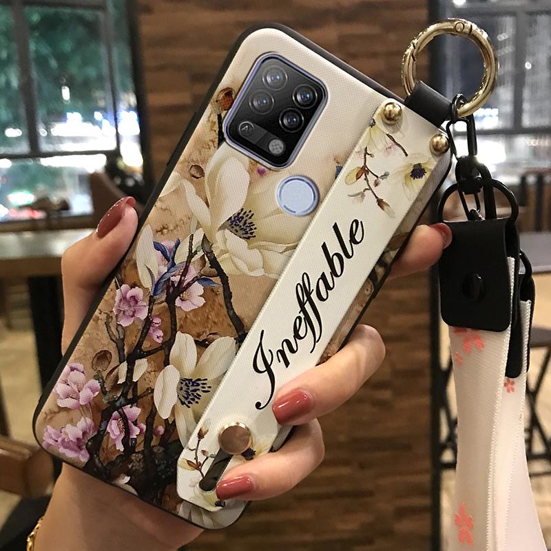 Soft case Back Cover Phone Case For Tecno Pova/LD7 Dirt-resistant Kickstand Wrist Strap Anti-knock Ring Silicone Durable