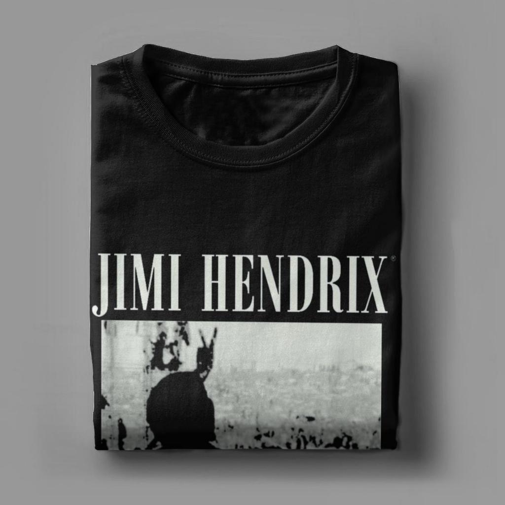 Jimi Męskie Koszulki Rock Hendrixs Na Żywo Na Woodstocku Vintage Gitara Piosenkarz T-Shirty Krótki Rękaw Okrągły Dekolt Koszulki Bawełna Duży Rozmiar Top