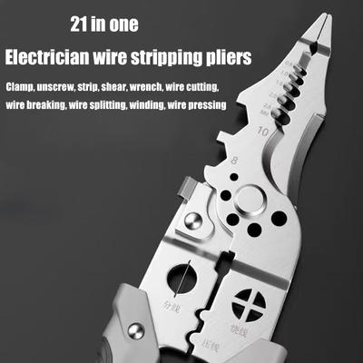 Multi Functional Wire Stripping Pliers 21 In One Pliers for Electricians To Crimp and Guide Winding Cutting Electricians Tools