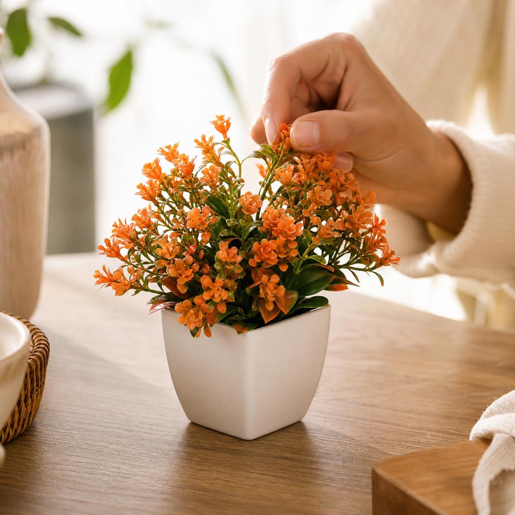 Small Artificial Plant in Pot with Colors for Indoor Decor
