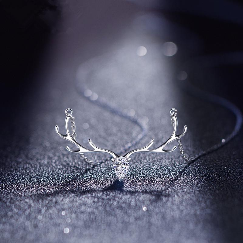 

Ожерелье-ключица из лосиного рога - Рождественская версия в стиле Мори синий/небо