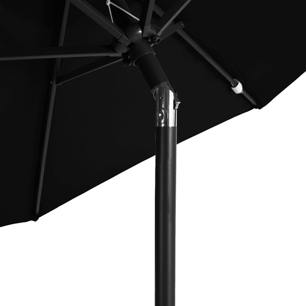 225x225x212 Cm Black Sun Umbrella with Steel Pole