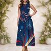 Women Plus Size Keyhole Neck Sleeveless Printed A Line Maxi Dress