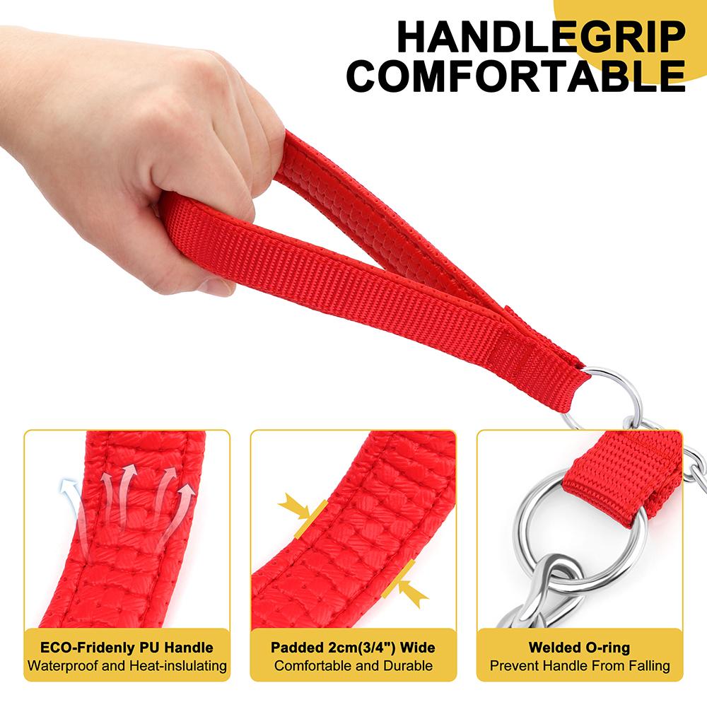 Stainless Steal Dog Chain Leash Durable Metal Pet Training Leash With Nylon Handle Pet Leads for Medium Large Dog Pitbull