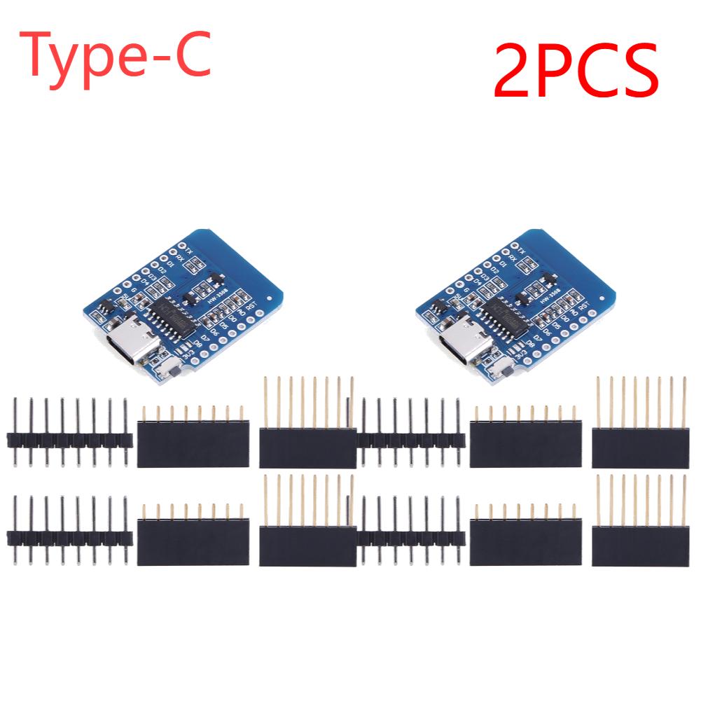 1/2PCS ESP-12F ESP8266 D1 Mini Nodemcu Lua Micro Type-c WeMos WLAN WIFI Expansion Development Board Support OTA Pin for Arduino