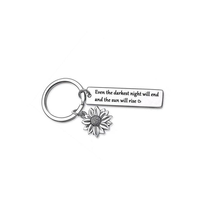 Stainless Steel Charming Keychain With Sunflower Theme Ideal For Special Gifts For Loved Ones
