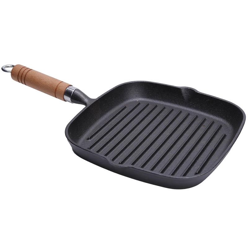Set di padelle ZMR Ispessite in Ghisa per Bistecche con Manico in Legno