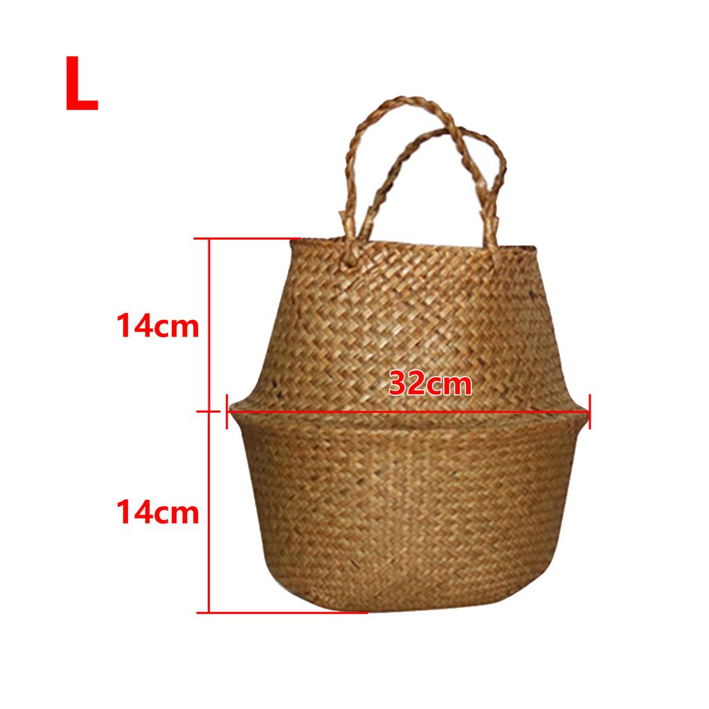 Seaweed Woven Flower Basket Woven Belly Basket Woven Basket Storage Basin Belly Basket Storage Flower Pot Basket