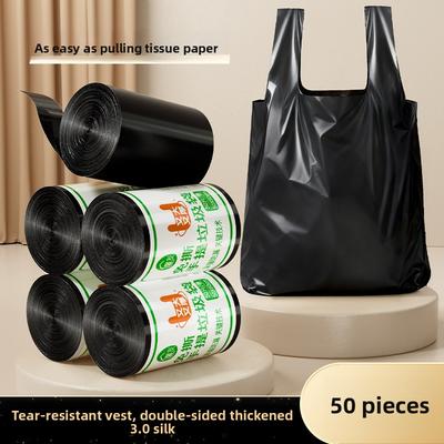Bolsas de Basura sin Roturas, Bolsas de Basura Domésticas Engrosadas, Bolsas de Plástico sin Roturas Tipo Chaleco, Bolsas de Basura Negras Grandes con Asa