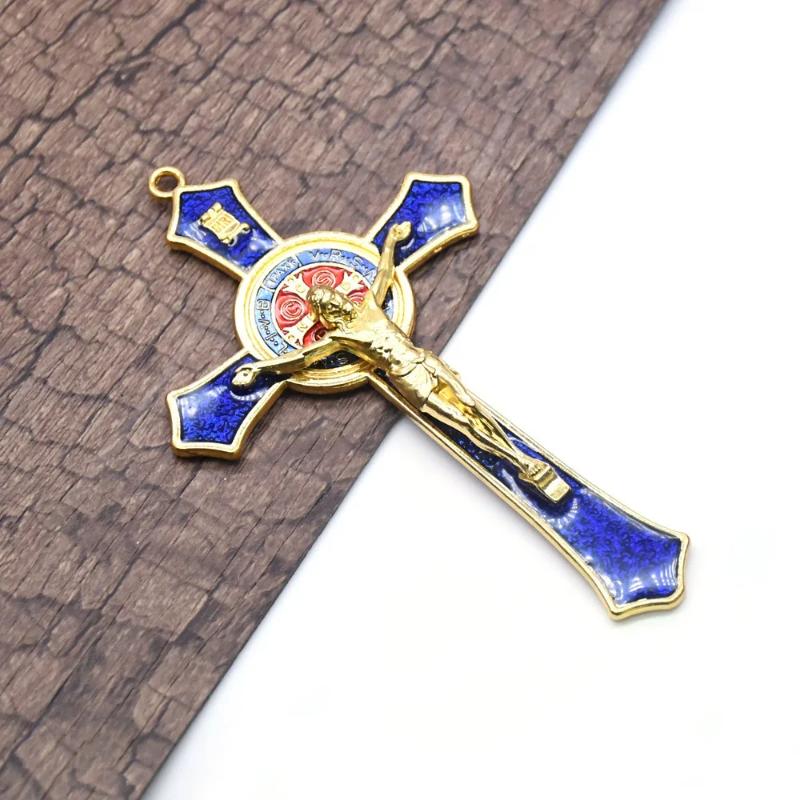 1Pc 12*7cm Saint Benedict Cross Jesus Christ Cross Pendant Religion Pray Decoration Supplies