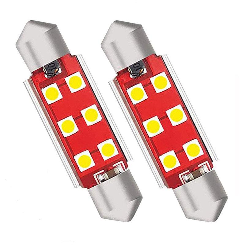 2pcs 41mm Car Interior Light Bulbs White 12V SMD-1W Car Lights 6LED Auto RV Interior Dome Lamp Reading Bulbs Universal