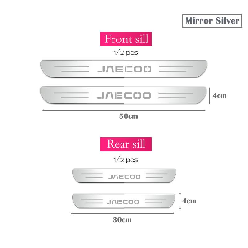 

4 шт. Автомобильная нержавеющая накладка на порог двери 3D Металлическая матовая черная наклейка на порог для Jaecoo J6 J7 J8 PHEV Mirror Silver
