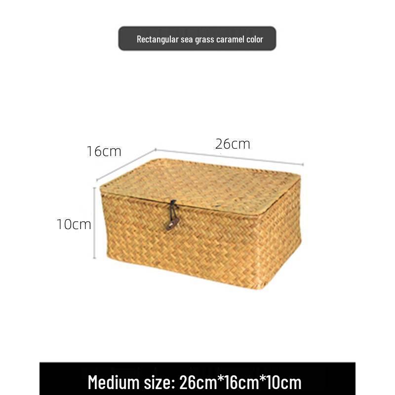 Japanese Style Bamboo Woven Storage Box with Lid - Haili Rattan Souvenir Basket