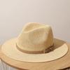 Classic Beige Panama Straw Hat Women's Casual Versatile Wide Brim Straw Hat Men's Summer Top Hat Sun Hat Women's