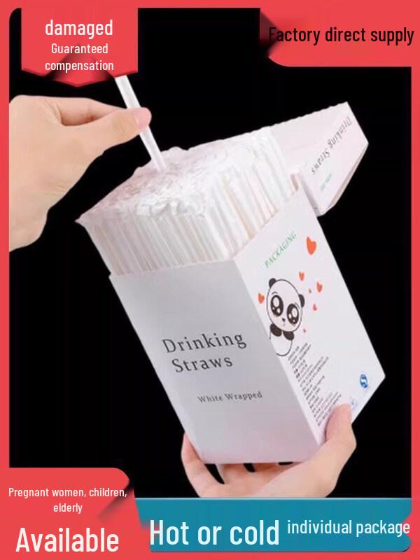 ZISIZ Individually Wrapped Disposable Plastic Straws
