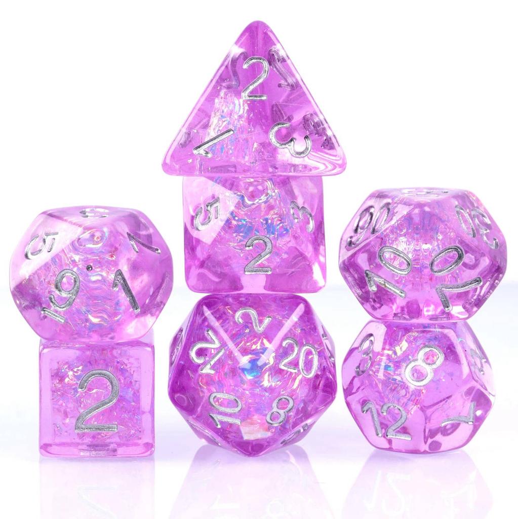 Cusdie Matte/Bright DnD Dice Set Flash Paper D4 D6 D8 D10 D% D12 D20 Polyhedral Dice for D&D Tabletop Role Playing Board Games